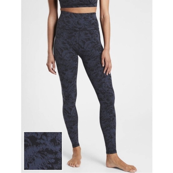 Athleta Women’s Elation Textured Tight Frosted Coral Blue Pull On Yoga Sz S - Picture 1 of 16